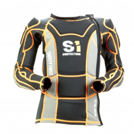 S1 Safety First BMX Body Protector MODEL 2022, Zwart/Oranje/Grijs, Diverse Maten, Gloednieuw