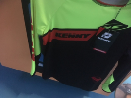 KENNY PERFORMANCE Adult Small BMX Wedstrijd Shirt, Fluo-Geel/Zwart/Rood, Gloednieuw