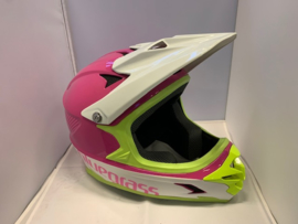 BLUEGRASS BMX/MX Helm, Small Adult, Wit/Groen/Rose, Nieuw