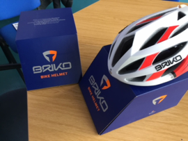 BRIKO FUOCO ATB Fietshelm met afneembaar Vizier, Wit/Rood/Zwart, ATB & Race, Gloednieuw in doos