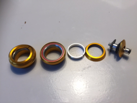 Headset Zwart, 1 1/8 inch Goud, Externe Cups, Gesloten Lagers, ATB, Race, BMX