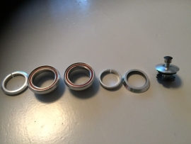 Headset Zilver, 1 1/8 inch Externe Cups, Gesloten Lagers, ATB, Race, BMX