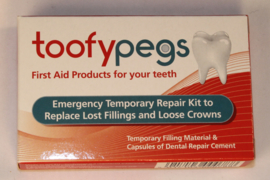 Temporary repair kit to replace lost fillings and loose crowns. (Toofypegs)