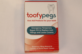 Temporary repair kit to replace lost fillings and loose crowns. (Toofypegs)