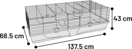 Kooi Mobi - Cavia - Dwergkonijnen - Grijs Zwart - 137.5 cm L - 68.5 cm B - 43 cm H