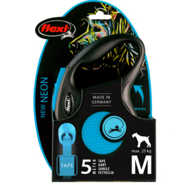 Flexi new neon lint Zwart/neon blauw 5M