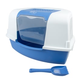 Duvoplus - Kattenbak - Kat - Kattentoilet Ariel Hoek Met Filter & Schepje 58x47x38cm Lichtblauw/wit