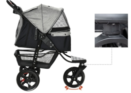Hondenbuggy met 3 wielen  Oxford grijs+zwart 109,5 x 54,5 x 106,5 cm