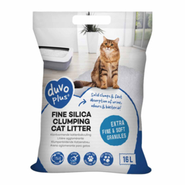 duvoplus kattenbakvulling Premium fijne Silica 0.5-2mm-16L-6.08kg wit