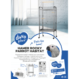 Papegaaienkooi hamer rocky zilver 56x71x146cm