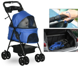 Hondenbuggy Blauw - 4 Wielen  67 x 45 x 96 cm