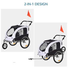 Fietskar met joggerfunctie wit/zwart