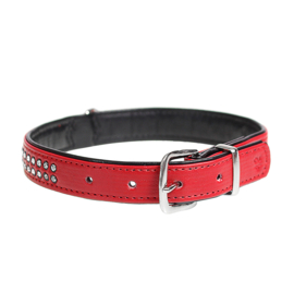 Duvo+ Crystal chic kunstleer halsband rood 35-42cm/19mm