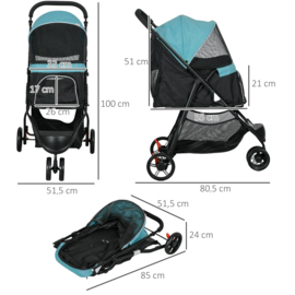 Buggy blauw + zwart 3 wielen