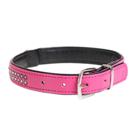 Duvo+ Crystal chic kunstleer halsband fuchsia 35-42cm/19mm