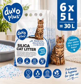 Duvo Kattenbakvulling premium Silica - 6 x 5 Liter - Bulk voordeel