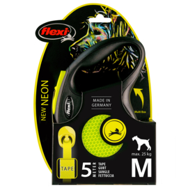 Flexi new neon lint Zwart/neon geel 5M
