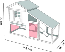 Flamingo Konijnenhok met ren Quincy Cottage