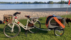 hondenfietskar Grijs / oranje  Duvo+ Pettrailer2 + 2de koppeling