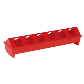 Kippenvoerbak plastiek ronde gaten Rood 51x12x11,5cm