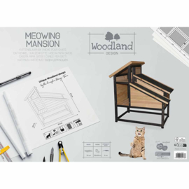 Woodland Design kattenhuis Meowing Mansion Houtkleur