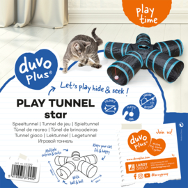 Speeltunnel star Blauw/zwart 100x25cm