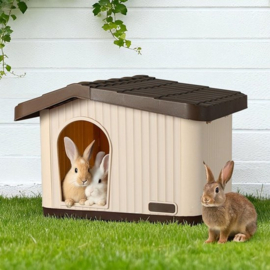 konijnenhok knaagdierenhuis caviahok knaagdierenhok- Eco bruin/beige 60x51x41cm