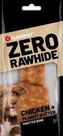 SNACK ZERO RAWHIDE GEKNOOPT BEEN MET KIP & PINDAKAAS 180gram
