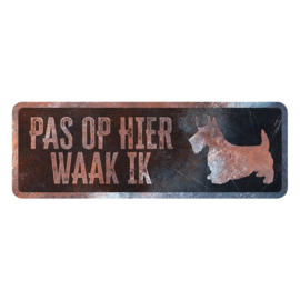 Waarschuwingsbord terrier nederlands 40x13x0,3cm meerkleurig