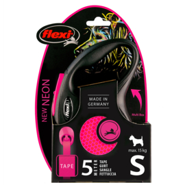 Flexi new neon lint Zwart/neon roze 5M