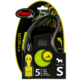 Flexi new neon lint Zwart/neon geel 5M