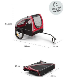 Hondenfietskar - SmartSpace - <45 kg - Zwart Rood - 54 x 58 x 86 cm