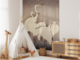 Mural HERON soft pink - 159 x 250 cm