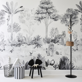 Jungle Mural Grey