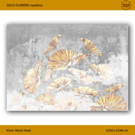 GOLD FLOWERS naadloos - 350x248 cm