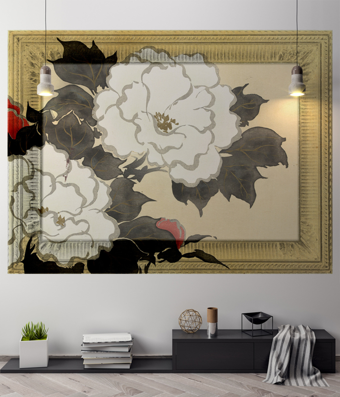 Framed Wallpaper WHITE FLOWER