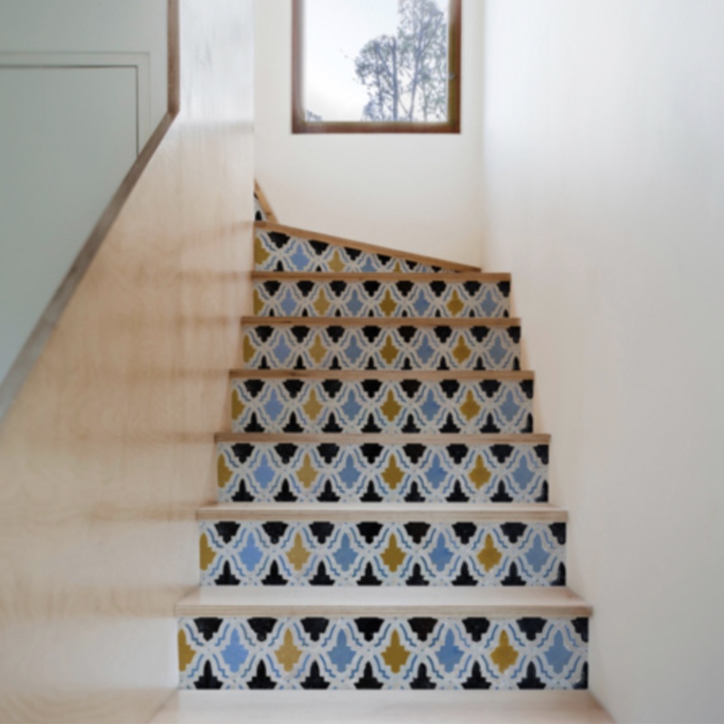 Stairs Mosaic Blue Black Yellow