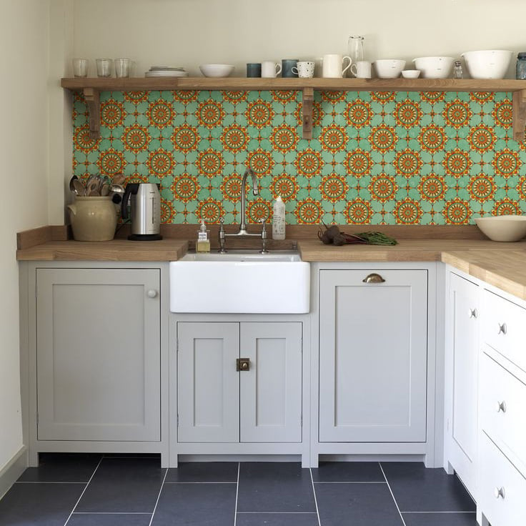 kitchenwalls_backsplash wallpaper_ibiza_classic kitchen