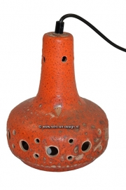 Oranje aardewerk hanglamp jaren 70