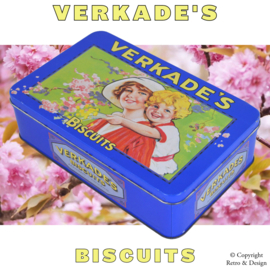 🌟 Uniek vintage Verkade blik: Een tijdloos stukje nostalgie! 🌟