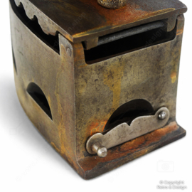 Vintage Charcoal Iron with Rooster Finial – Steel & Brass – Brocante Decor