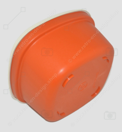 Vintage Tupperware oranje-bruine Serveerwonder of Multiserver/Stomer met crémekleurig deksel