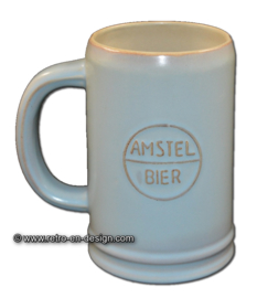 Amstel bier aardewerk bierpul uit de jaren '60, pastelblauw
