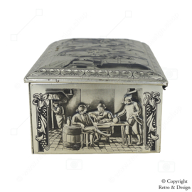 Boîte à Cigares Vintage en Métal avec Motif en Relief des Maîtres Anciens