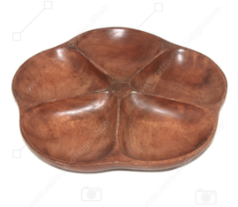 Round wooden vintage tray / divider / bowl