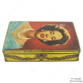 Vintage Tin Box Featuring Queen Fabiola of Belgium - Superchocolat JACQUES - 1960s