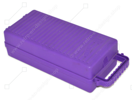 Porta casetes de plástico violeta vintage, caja de almacenamiento para 12 cintas de casete
