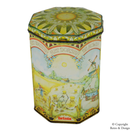Octagonal Vintage Tin Drum with Rural Scenes for BRINTA Porridge by Honig