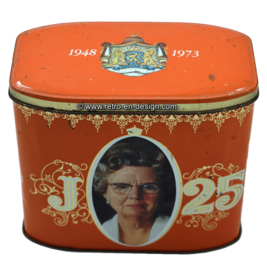 Vintage 25-jährige Jubiläumszinn, Königin Juliana 1948 - 1973