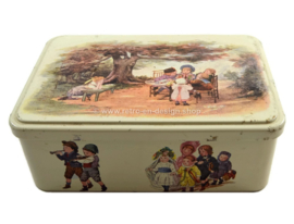 Biscuit tin with playing children, by Massilly France